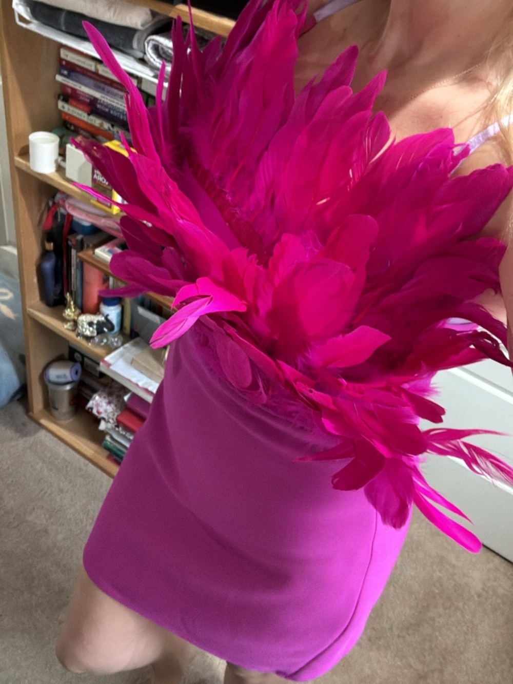 Fashion Nova luxe Hot Pink Feathered Mini Dress bandage Marianna - Picture 9 of 9